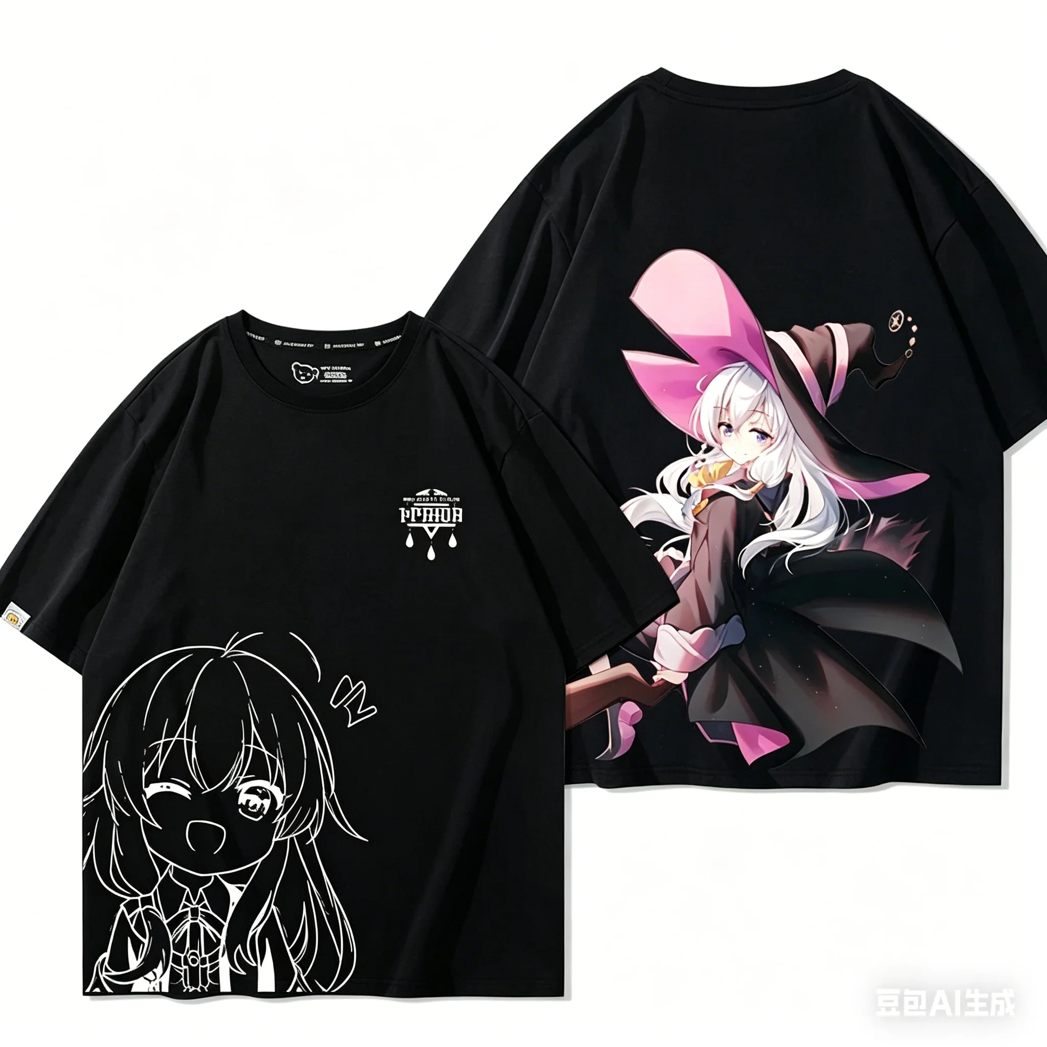 Wandering Witch Elaina Double Sided Full Color Line Art Japanese Anime Vintage Graphic T-Shirt Unisex Oversized Y2K Cotton Tee - view 3