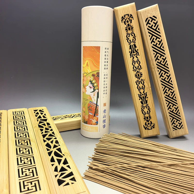 400sticks Sandalwood with 1pc Bamboo Board Incense Holder Anti-Ash Flying incienso Burner Bamboo Incense Ash Catcher Holders