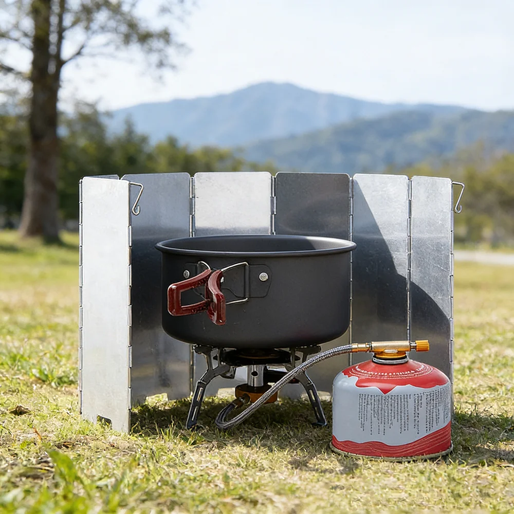 8-panelowa / 10-panelowa osłona przeciwwiatrowa do kuchenki z aluminium, ultralekka, składana, osłona przeciwwiatrowa do kuchenki kempingowej, osłona przeciwwiatrowa do kuchenki gazowej