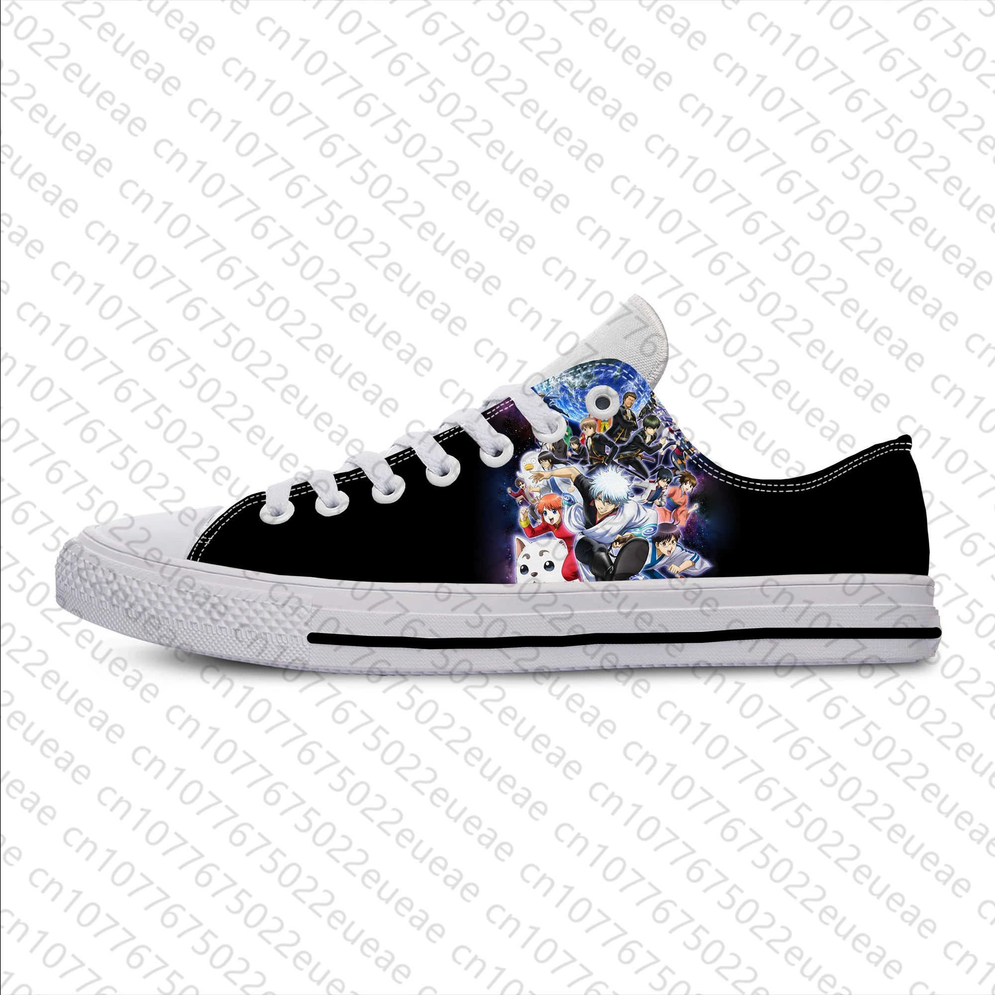 Chaussures basses décontractées pour hommes et femmes, baskets respirantes, impression 3D, anime manga, bande dessinée Gintama SakMiGintoki, haut léger, grill