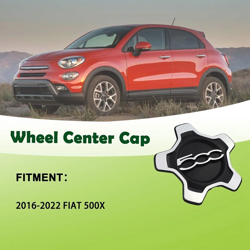 Car Wheel Center Cap Cover for Fiat 500X 2016-2022 6AN69LXHAA Dust Cover Car Accessories Silver