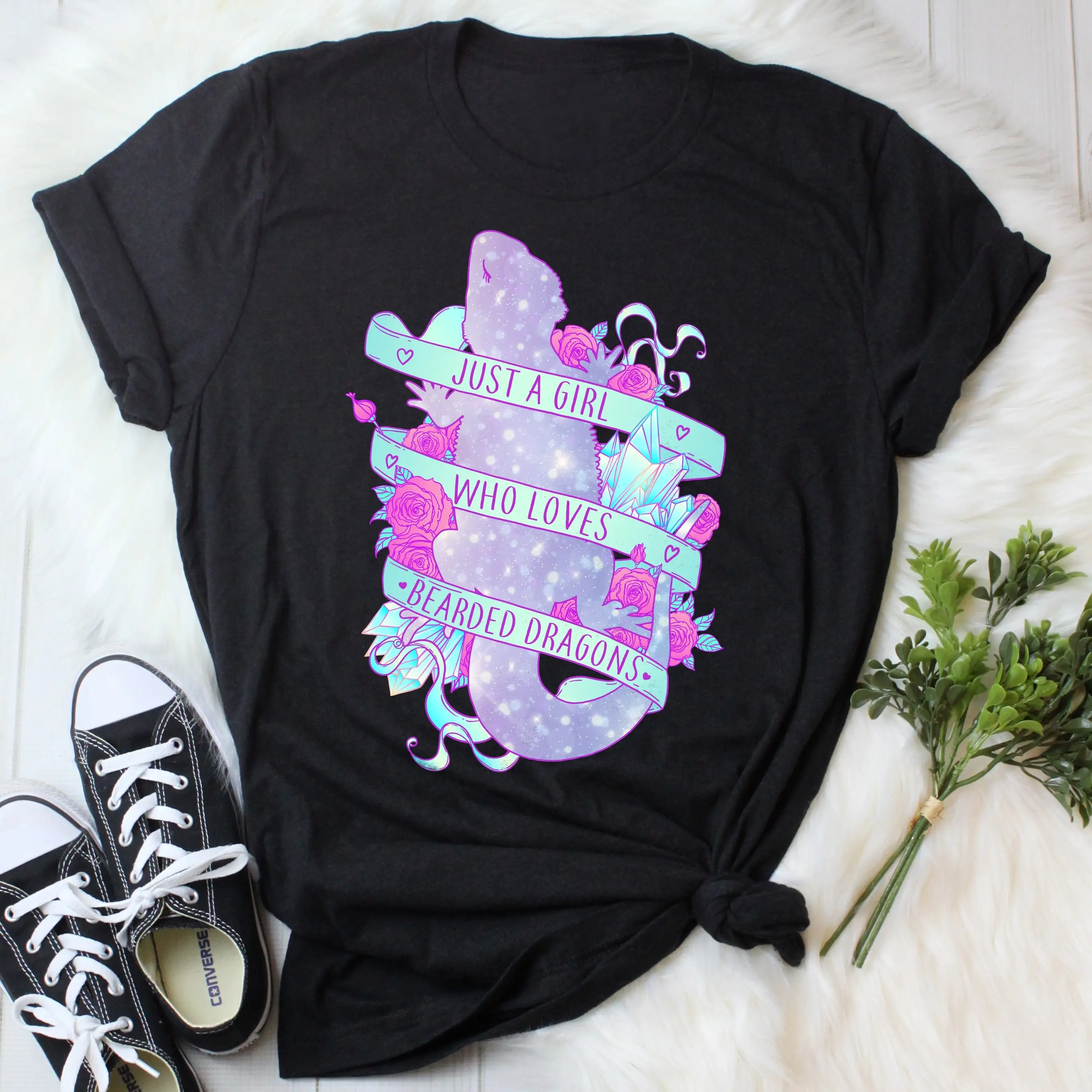 Bearded Dragon T Shirt Women Lizard Mom Pet Reptile Lover Cute Beardie Just A Girl Magical