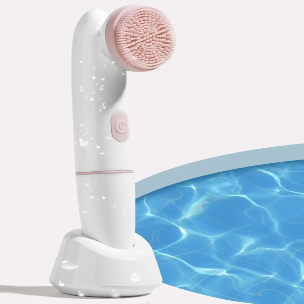 Waterproof Electric Facial Cleanser Two-in-one Silicone Vibrating Cleansing Brush Skin Care Two Modes Facial Face Scrubber Brush