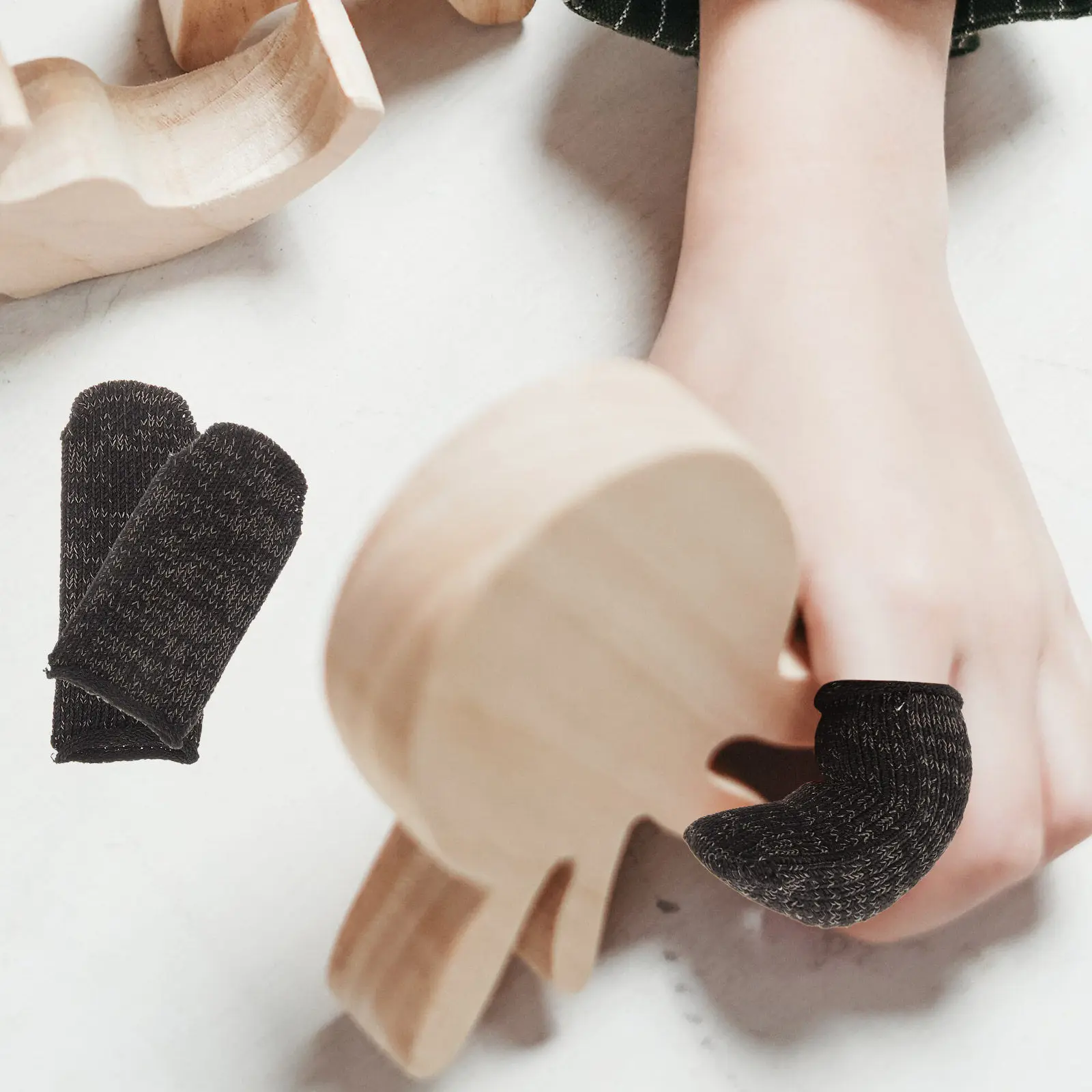

6Pcs Finger Protection Covers Wear Resistant Polyester Finger Sleeves for Cutting Kitchen Crafting Work Safety