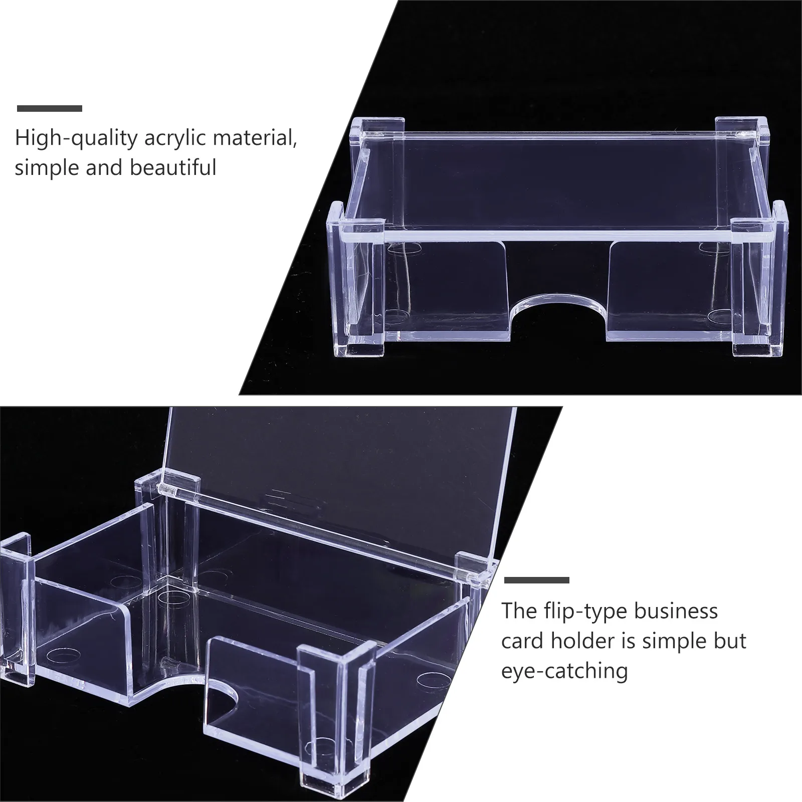 

2 Pcs Flip Business Card Box Vertical Holder Storage Cards Holders for Desk Case Transparent Base