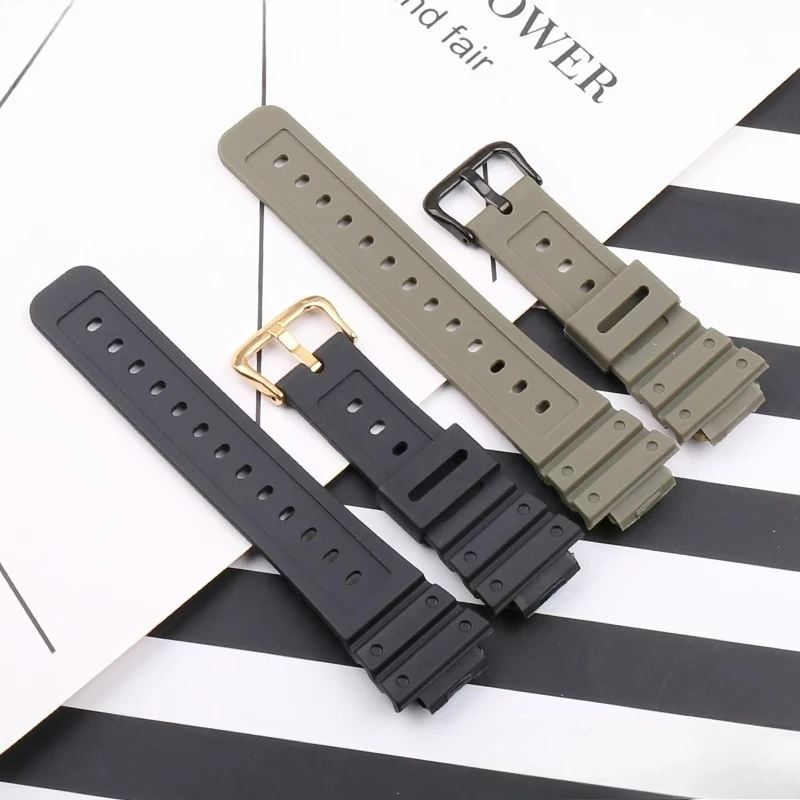 Pulsera de reloj de resina para Casio G-SHOCK GW-M5610 G5600E DW5600 hebilla especial rojo azul caqui negro longitud ajustable borde convexo