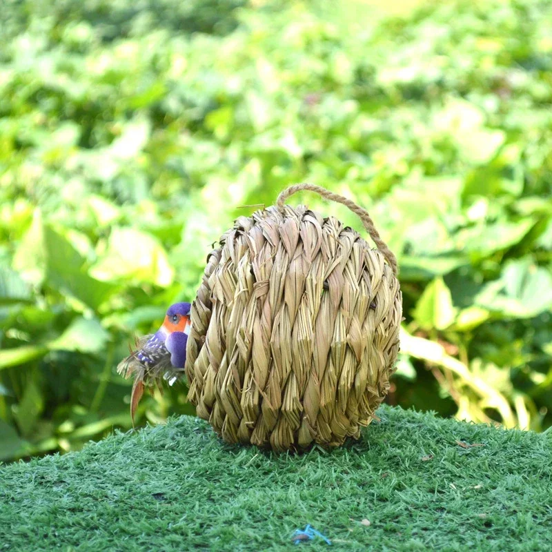 2024 neue Vögel Nest Vogelkäfig Gras Eier käfig Vogelhaus im Freien dekorativ gewebt hängenden Papagei Nest Häuser Haustier Schlafzimmer – Detail 7