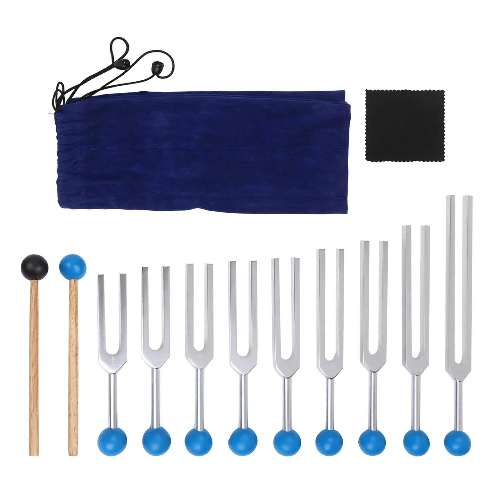 

9 Piece Tuning Fork Set for Spiritual and For Healing Practices Crafted for Chakra Therapy with Resonating Frequencies