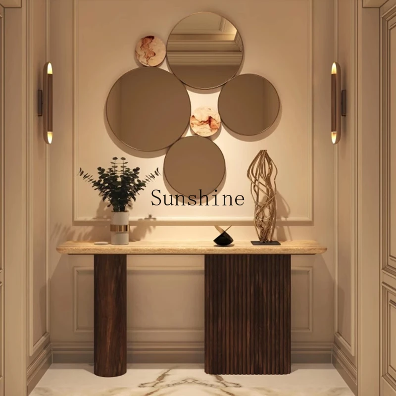 

Italian minimalist light luxury style solid wood marble xuangantai villa living room home entry strip case