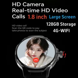 NEW GT100 Smart Watch 4G Android WIFI 180° Rotating Camera Game Apps Download Video Call 8GB Ram 128GB Rom Smartwatch 2024
