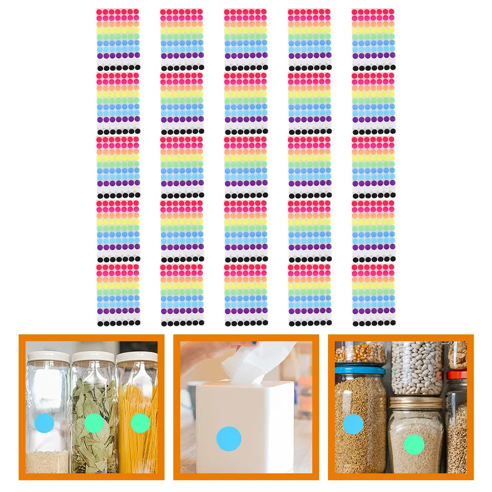 

25 Sheets Round Color Coding Stickers Colored Label Dots for Jars Bottles Drawings Dry Erase Markers Reusable Containers