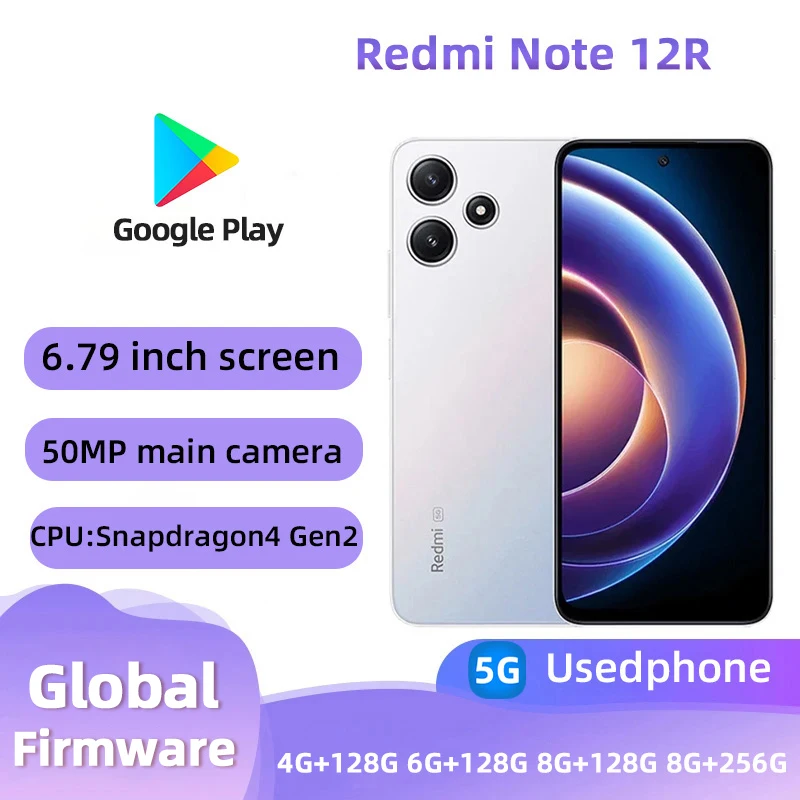 Redmi Note 12R 5G Android 6GB ROM 128GB Qualcomm Snapdragon 4 gen2 50MP 5000mAh used phone