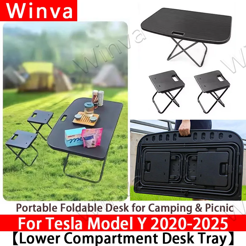 

For Model Y Juniper 2025 & Model Y 2020-2025 Portable Trunk Picnic Table Travel Folding Work Rest Camping Board Accessories