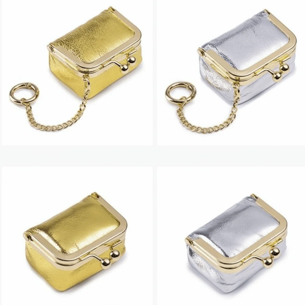 Caixa de armazenamento de jóias de couro requintado cor pura luxo brinco colar carteira fecho tamanho pequeno mini moeda bolsa presente