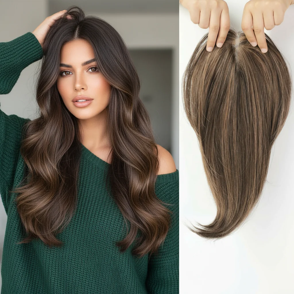 100-human-hair-topper-with-comb-clips-secure-fit-hairpiece-for-active-women-dropshipping-friendly-fast-shipping