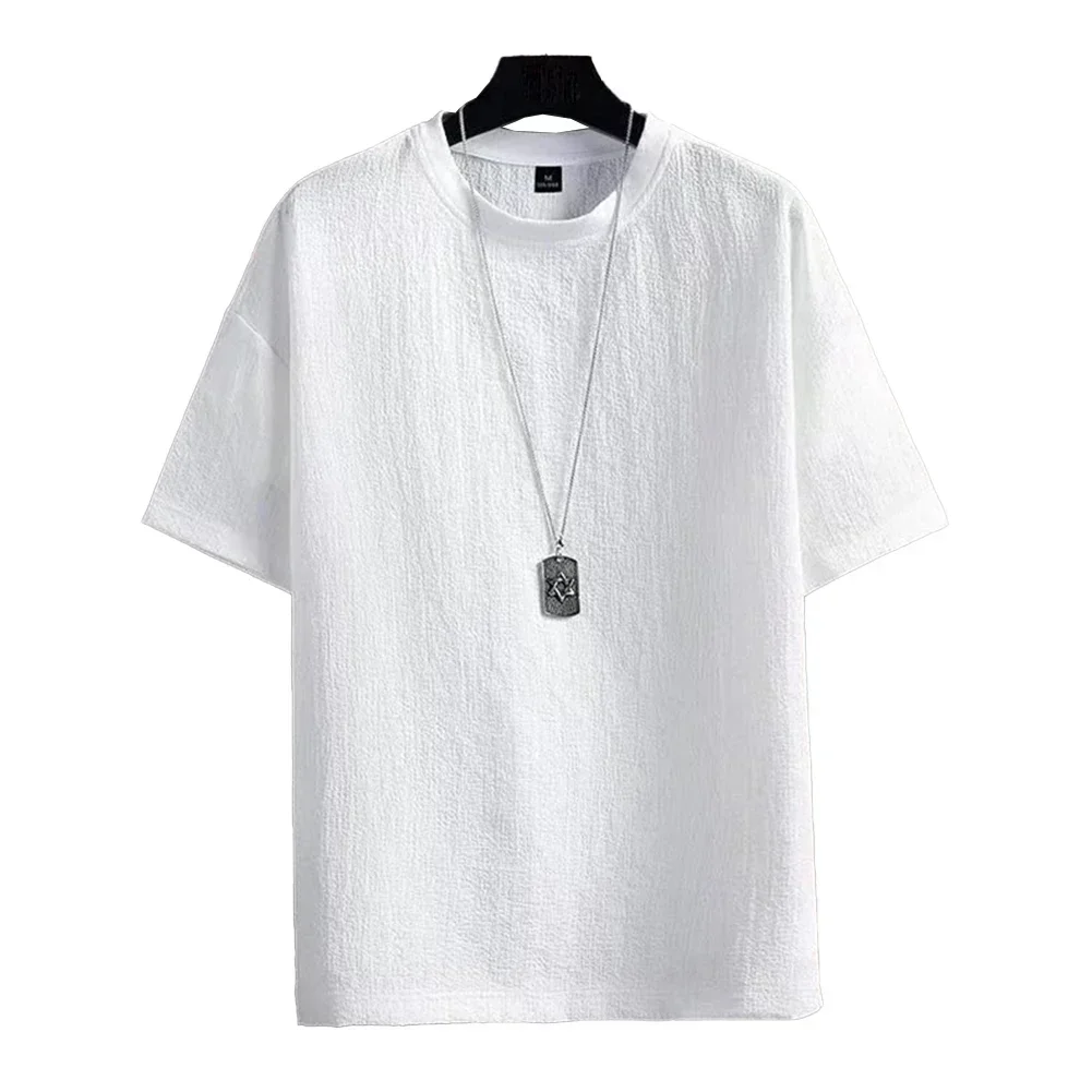 

Breathable Comfortable T-shirt Daily Wear Top Splicing Design 2XL Men Casual T-shirt Regular Length Comfortable Fit Loose Style