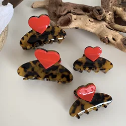 Vintage Acetate Heart Hair Clips for Women Claw Clip Geometric Crab Clamps for Hair Girls Leopard Hair Clip Hair Accessories