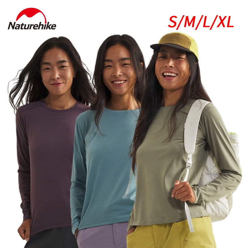 Naturehike Damen Leichtes Rundhals-Langarmshirt Schnelltrocknend Frühling für Outdoor-Wandern Sport Bedrucktes Freizeit-Oberteil