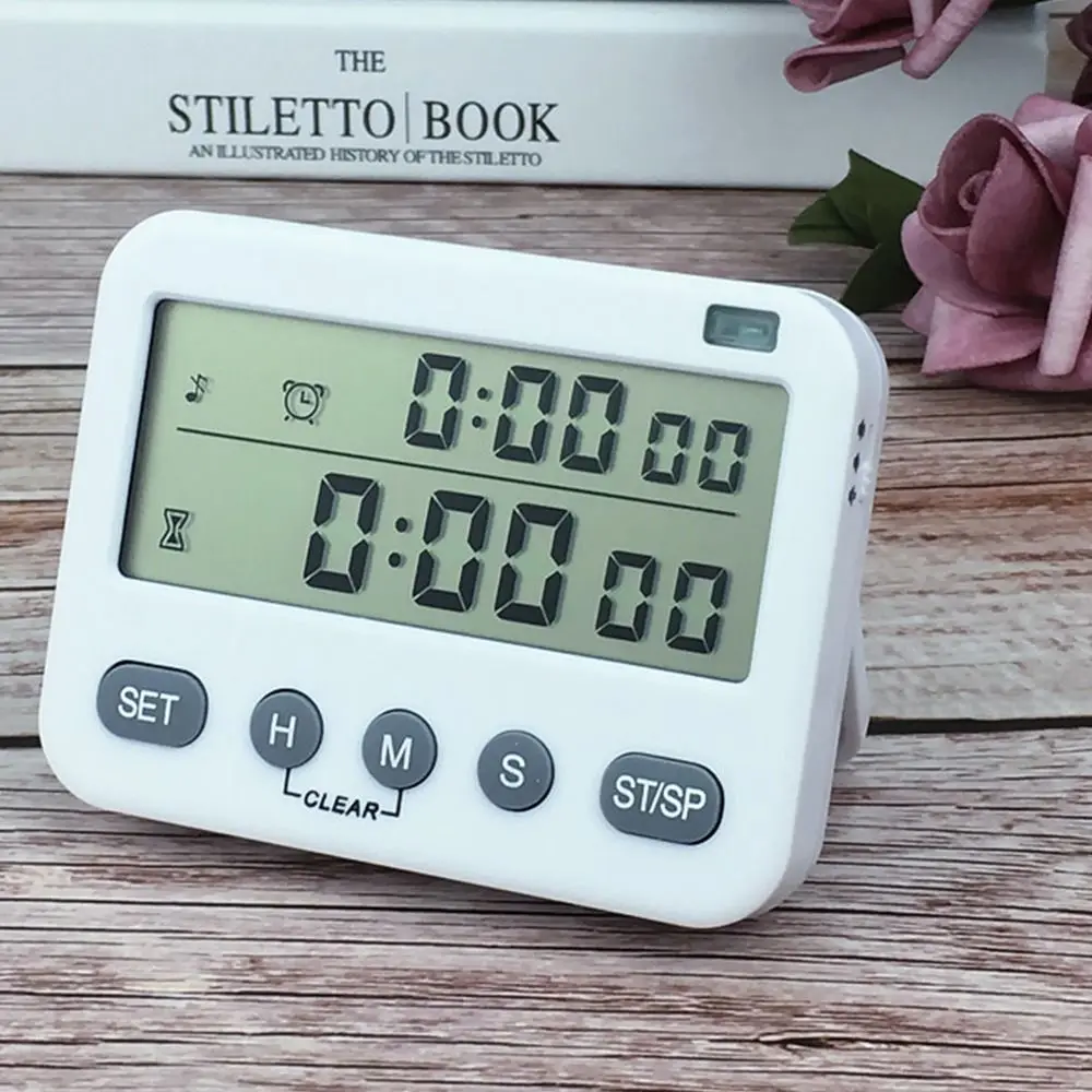 LCD Silent Timer Vibration Dual-Screen Küchentimer Countdown Backen