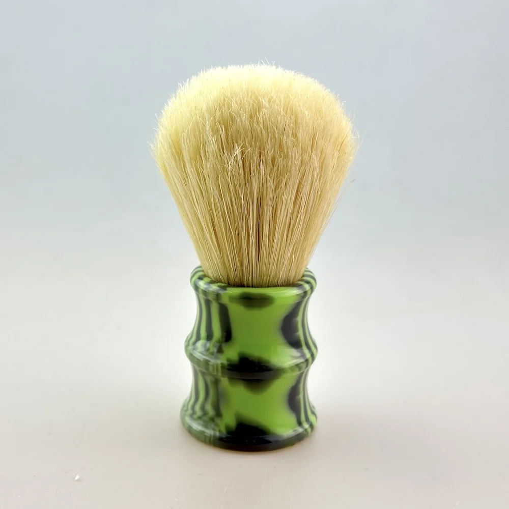 FS-26mm Bleached White Bristle Shaving Brush, Mixed Color Handle,Cleaning Shave Neck Barber,Best Gift and Surprise for Smart Men