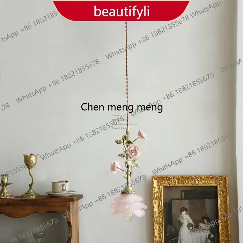

PP French all-copper bedside chandelier rose flower small chandelier aisle medieval restaurant light