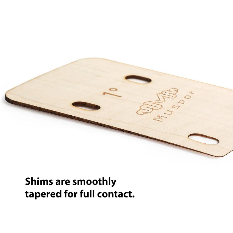 Muspor 3pcs Guitar Neck Shims Portable Bass Neck Plate Tool Maple Wood 0.25/0.5/1 Degree Neck Plate for Guitar Bass Repairment