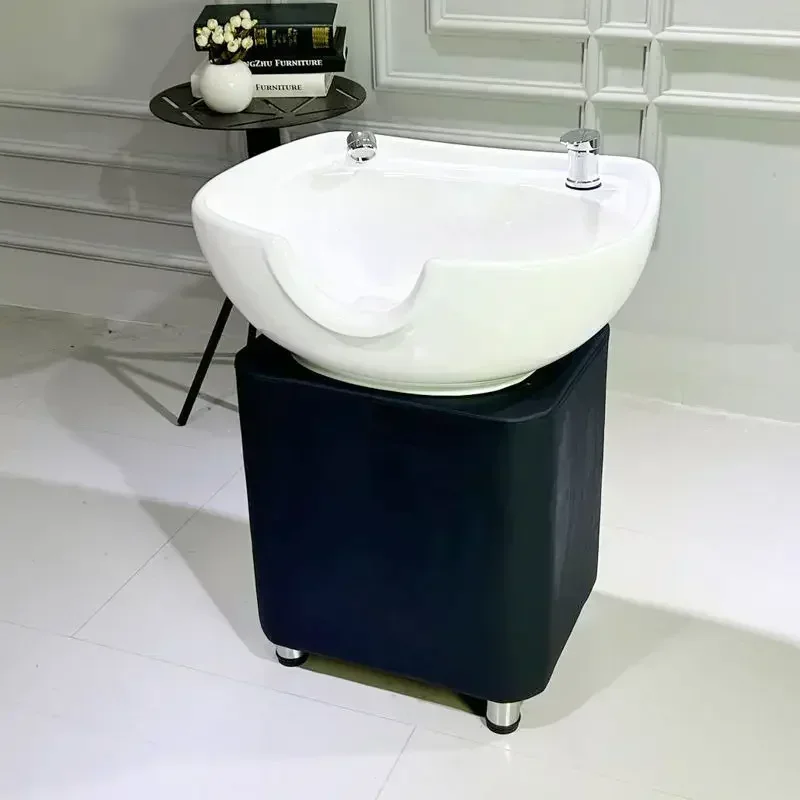 Beauty Salon Shampoo Basin Men's Barber Shop Shampoo Basin Sitting Shampoo Bed Flushing Bed Ceramic Hair Salon Rinsing