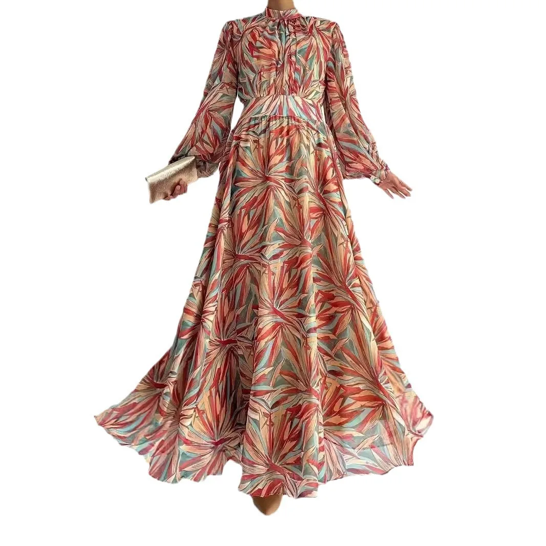 عباية عصرية إسلامية فساتين إسلامية في الشرق الأوسط بياقة واقفة فستان طويل أنيق متواضع للنساء أردية إسلامية عبايات