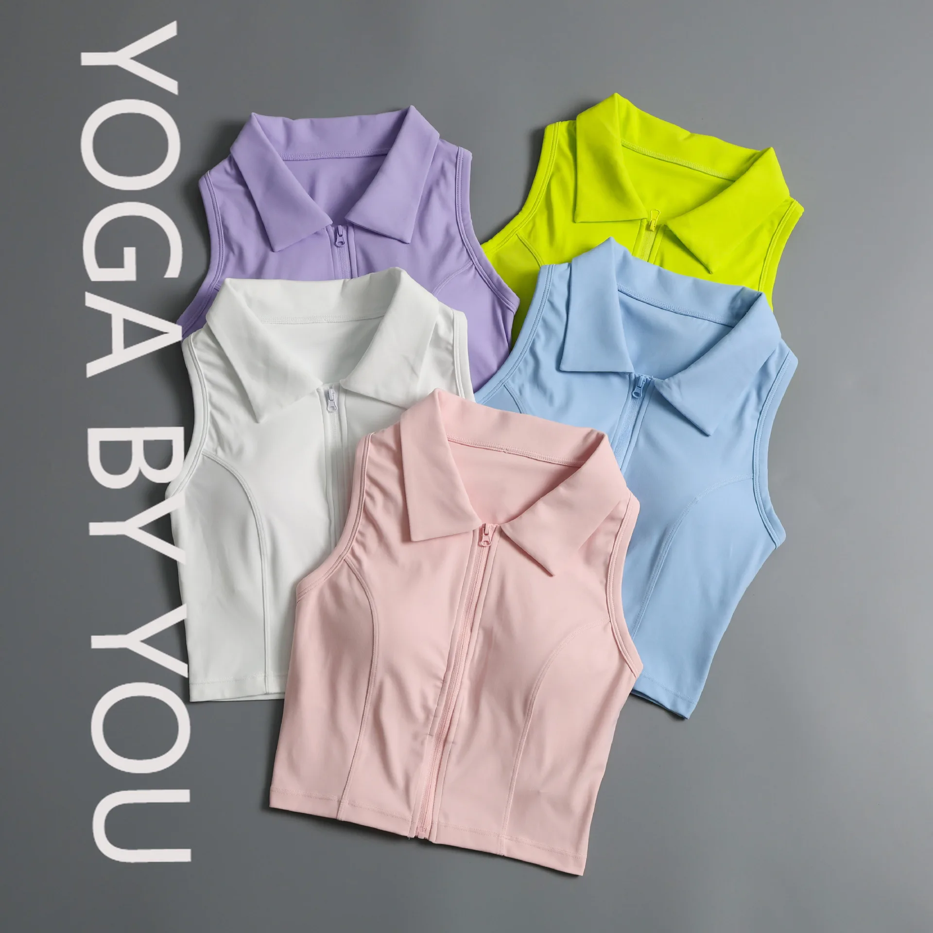 

One-piece yoga vest women's summer high-intensity running shock-proof sports underwear front zipper quick-drying fitness top 202