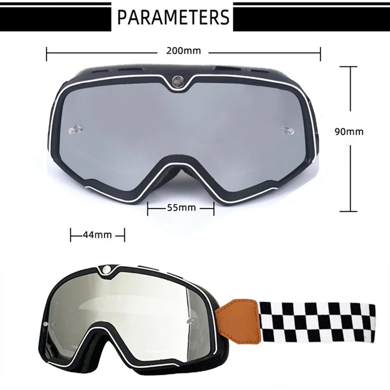 Motorcycle Goggles Retro Motocross Glasses Scooter ATV Skiing Sunglasses Eyeglasses Anti-UV Cafe Racer Chopper Cycling Racing