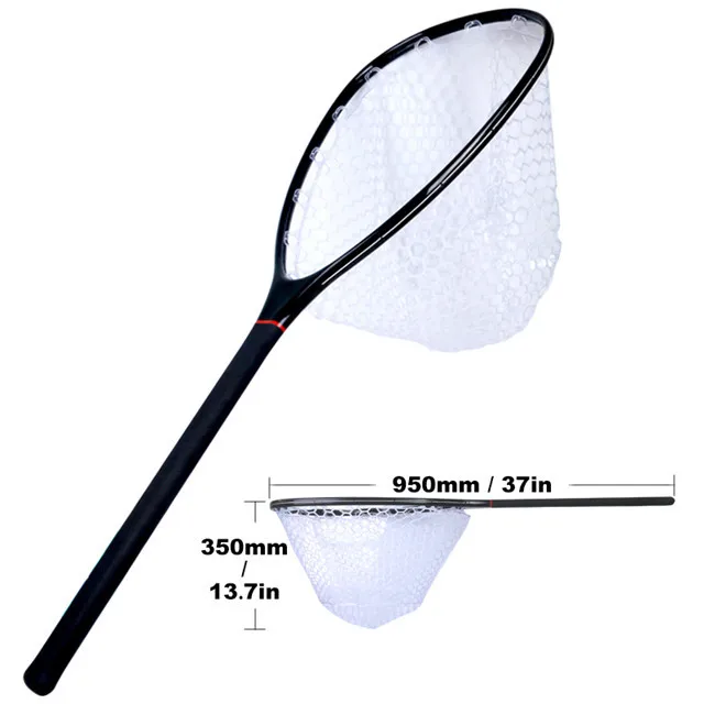 

Long Carbon Fiber Handle Rubber Landing Net