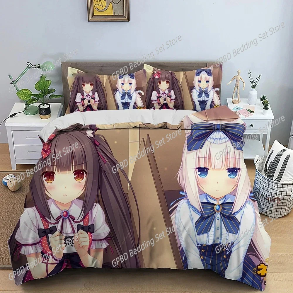 Anime Nekopara Sexy Girl 3D Duvet Cover Bedding Set Comforter Linen Pillowcases Home Decor Single Double Twin King Queen