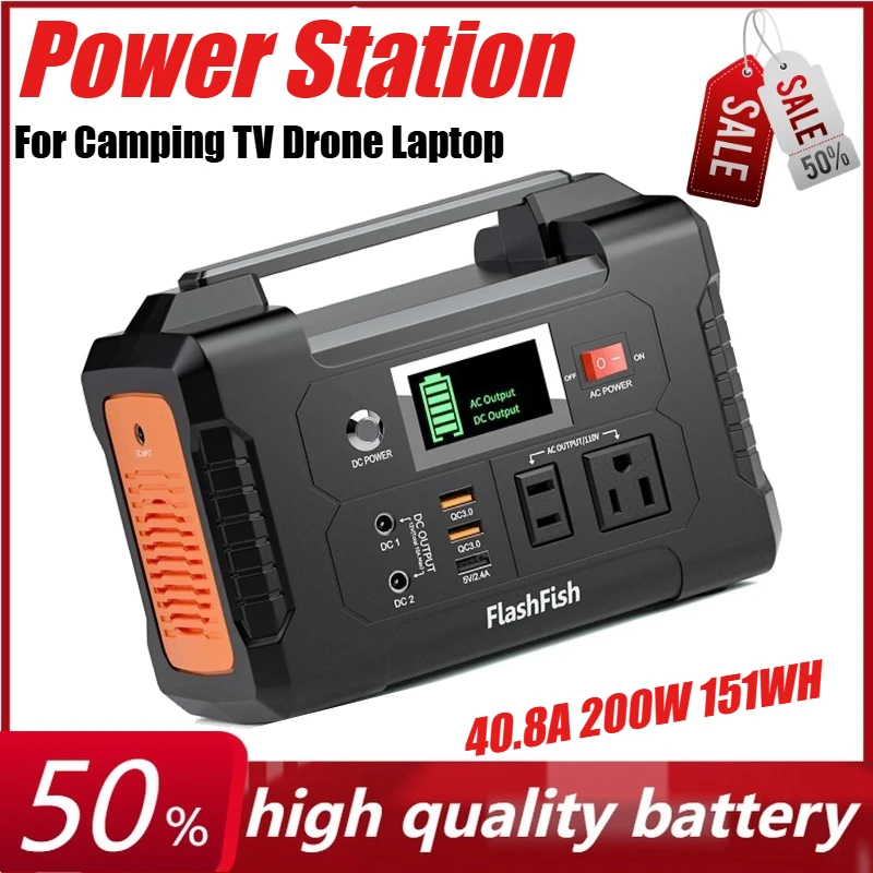 

40.8A 200W 151WH Portable Power Station Solar Generator AC Outdoor Emergency Supply Battery Camping TV Drone Laptop Power Bank
