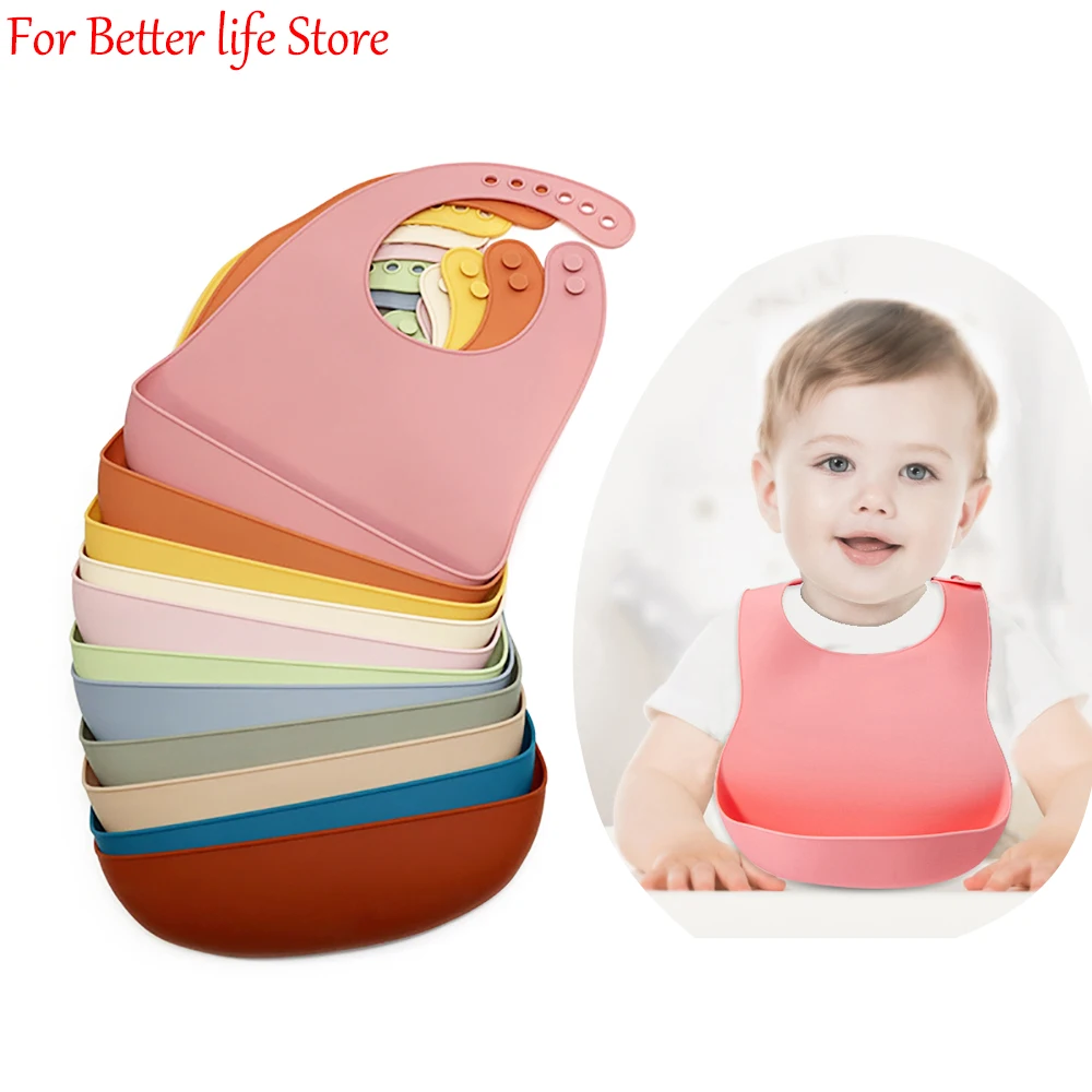 1PCS Silicone Bibs for Kids Newborn Candy Baby Feeding Tableware Waterproof Baby Bibs Toddler Breakfast Feedings