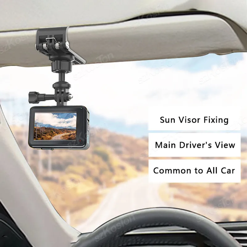 حامل حاجب من الشمس للسيارة بمشبك سريع حاجب من الشمس مع خطاف كروي عالمي متوافق مع GoPro Hero 13 12 11 Insta 360 X5 X4