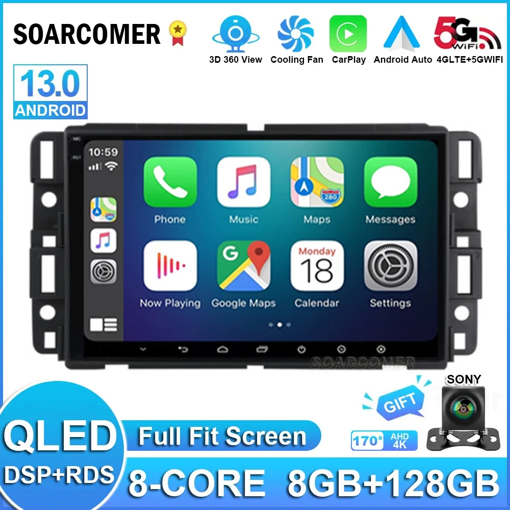 

Android 13 Auto Car Radio CarPlay Player For GMC Chevrolet Buick Enclave Yukon Acadia Equinox Stereo Video Multimedia Head Unit