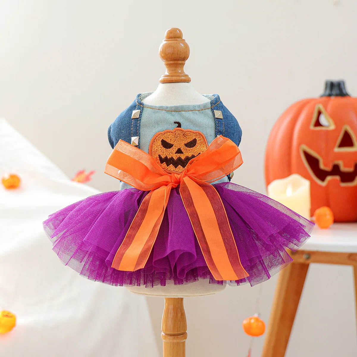 

2025 New Design Halloween Costume Pet Clothing Cute Puffy Skirt Pumpkin Zombie Ghost Design Dog Halloween Dress