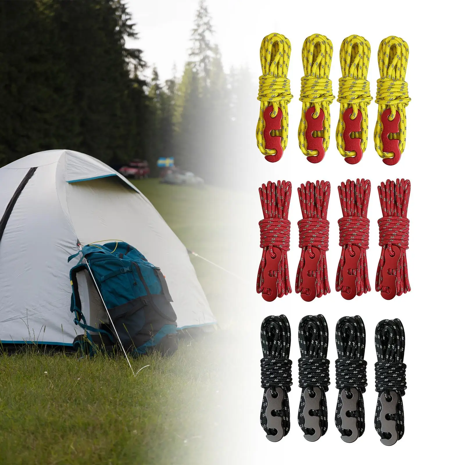 4Pcs Camping Tent Cords Guy Ropes Backpacking Tarp Hiking Outdoor Guy Lines