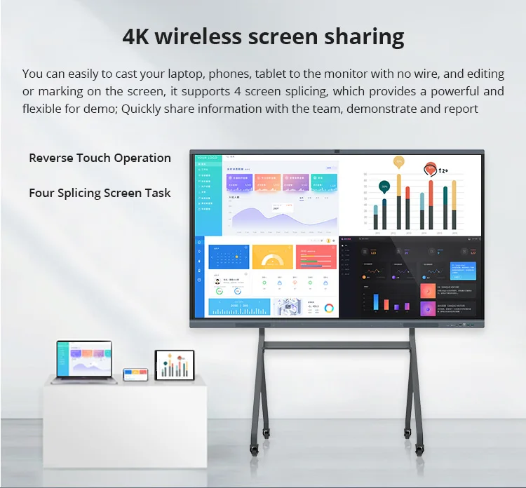 Factory Price 4k 65 75 85 96 110 Inch Touch Screen Multi-language Software Lcd Smart Board Android Interactive Whiteboard