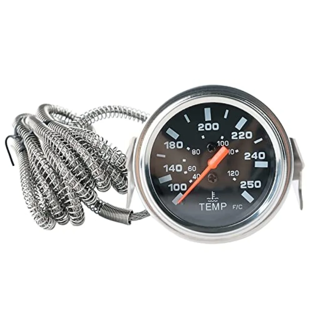 12V Mechanical Water Temp Gauge 52MM with 1/2 NPT Sensor Thread 40 to 120 Celsius 100 to 250 Fahrenheit for Cars