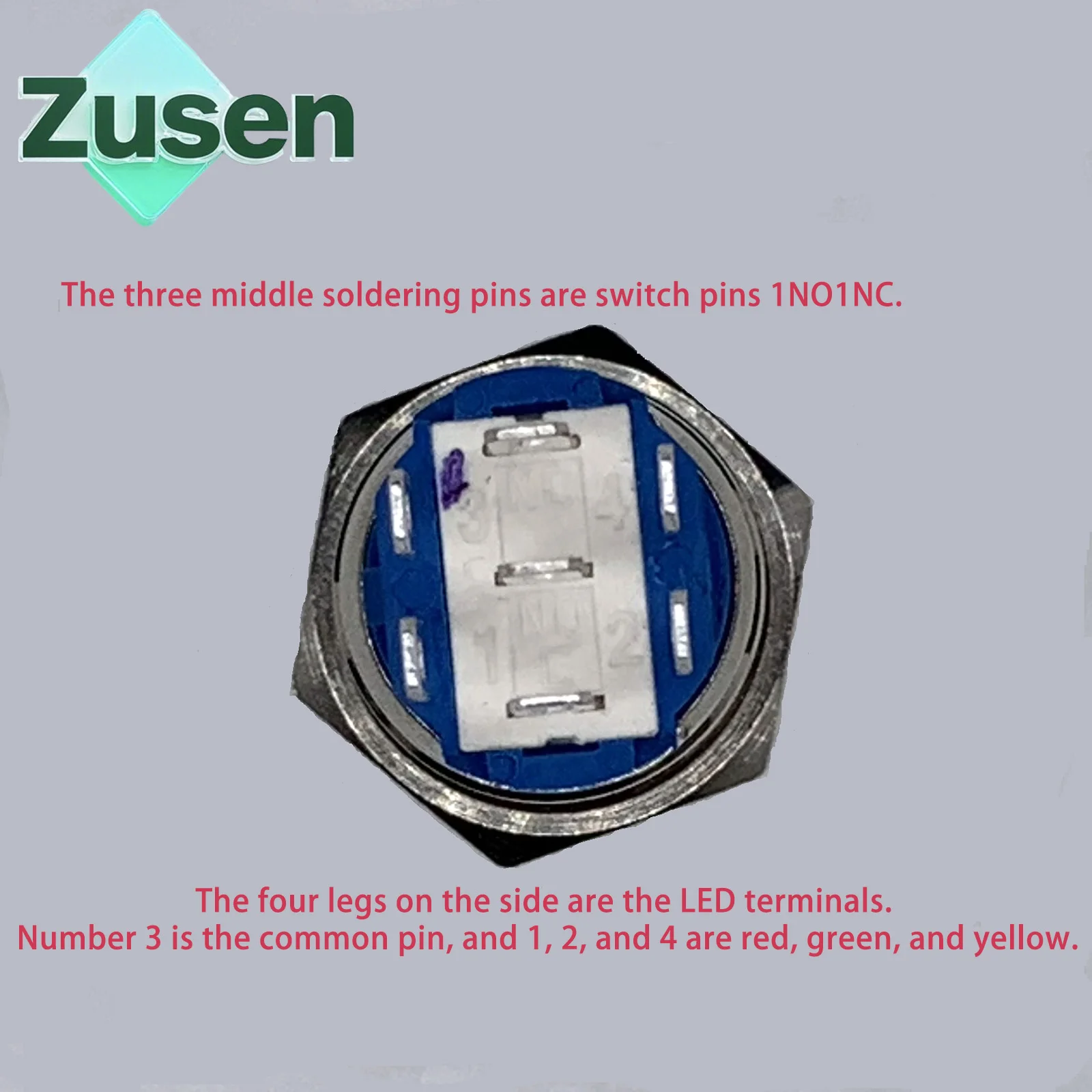 Zusen 16mm 1NO1NC Three-color Light RGB Ring Illuminated Latching Momentary Push Button Switch IP65 12V 24V 110V 220V view 6