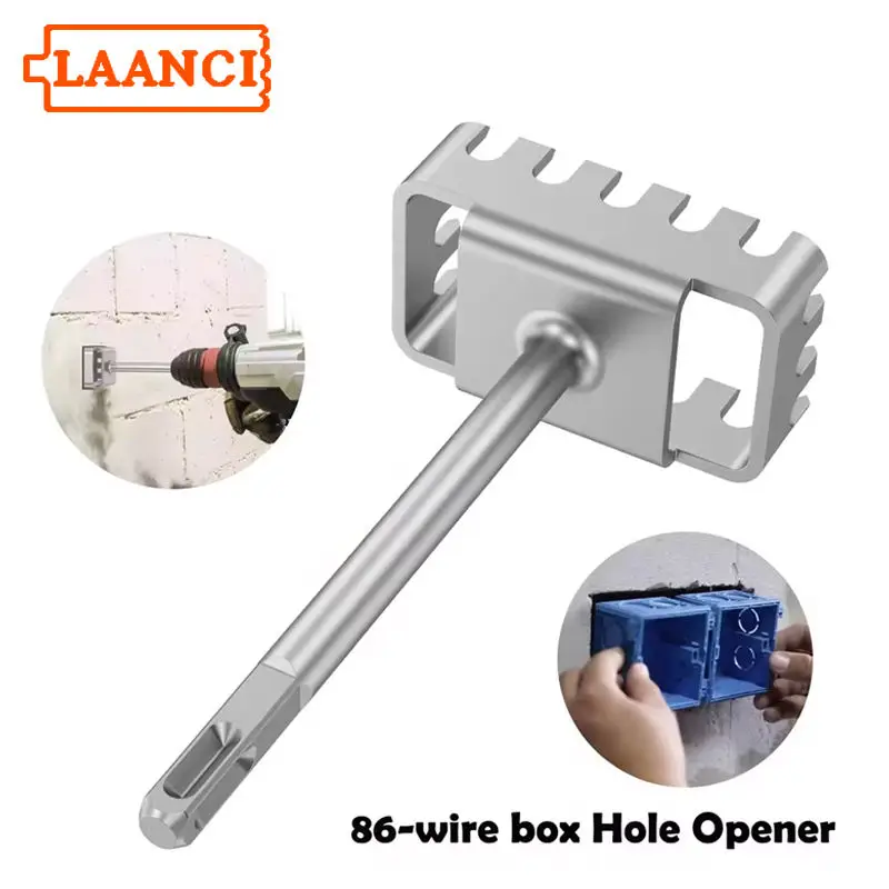 LAANCI Square Hole Cutter for Electrical Box Wall Slotting Puncher Compatible with SDS Plus Rotary Hammer Drills
