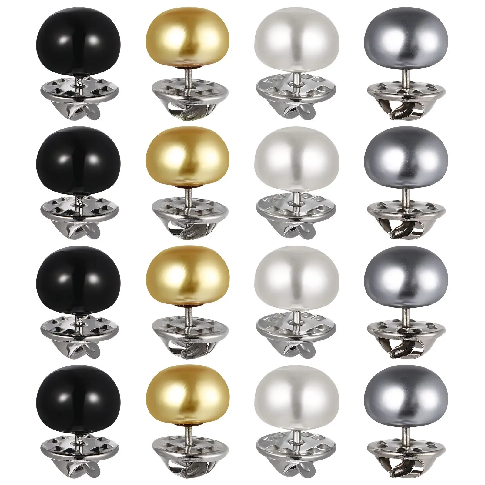 

20 Pcs Detachable No Sew Shirt Buttons Metal Pearl Brooch Pins for Clothing Craft DIY Embroidery Accessories Replacement