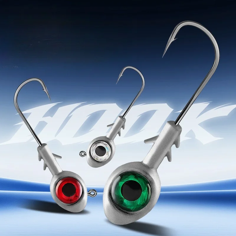 1pcs Big-Eyed Fish-Head Jig Head (5g, 7g, 10g) – Snag-Resistant, Anti-Slip, Reinforced Hook – Ocean Boat Fishing Accessories