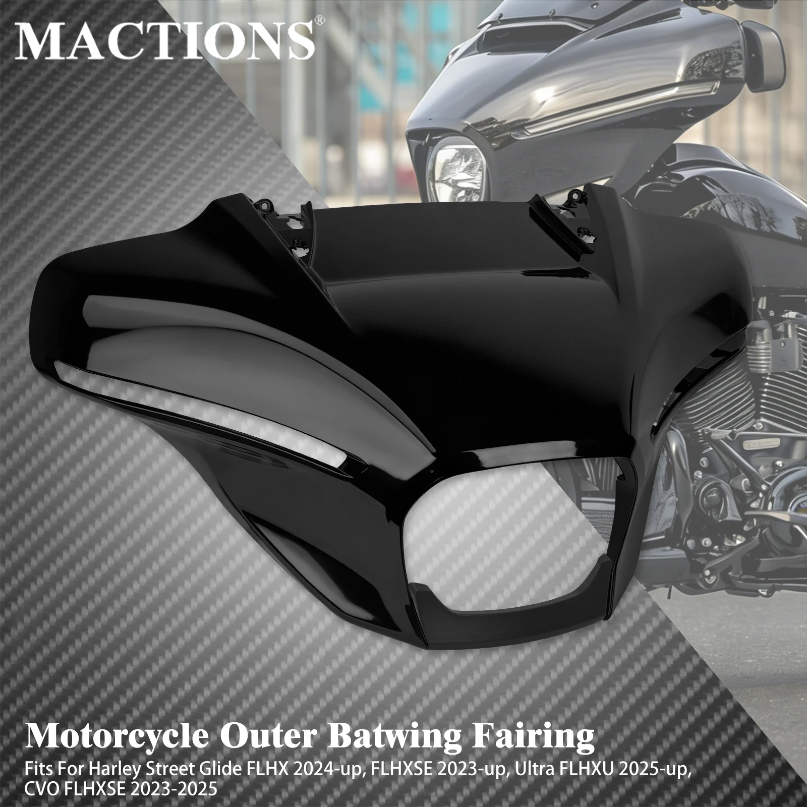 

Motorcycle Front Upper Batwing Fairing Headlight Cowl Cover For Harley Street Glide FLHXSE 2023-up FLHX 2024-up FLHXU 2025-up