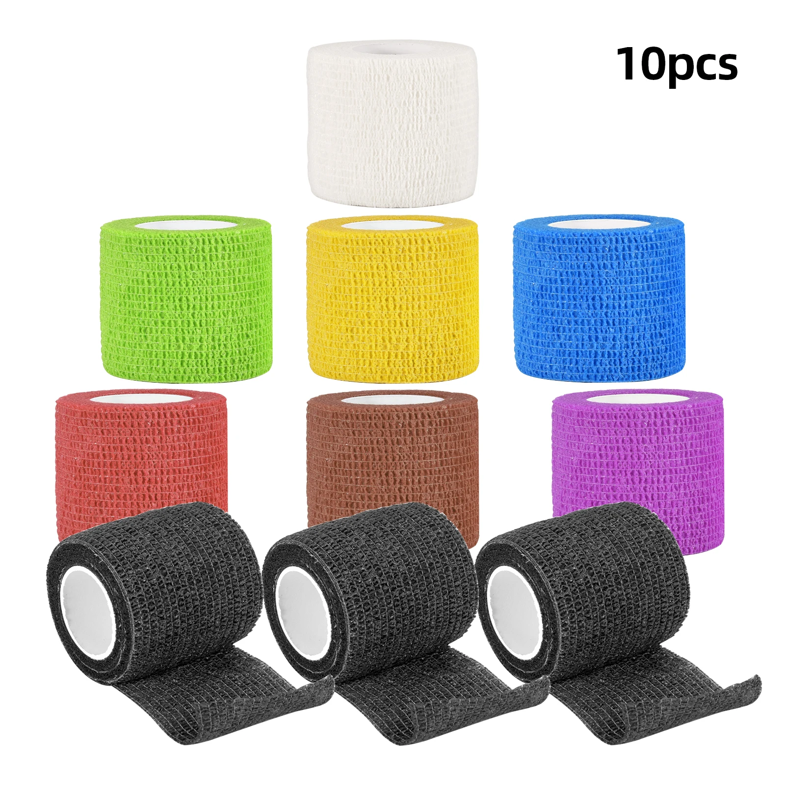 10pcs/set Tattoo Grip Wrap Disposable Nonwoven Self Adhesive Elastic Tattoo Bandage Finger Wrist Protection Machine Tube Cover