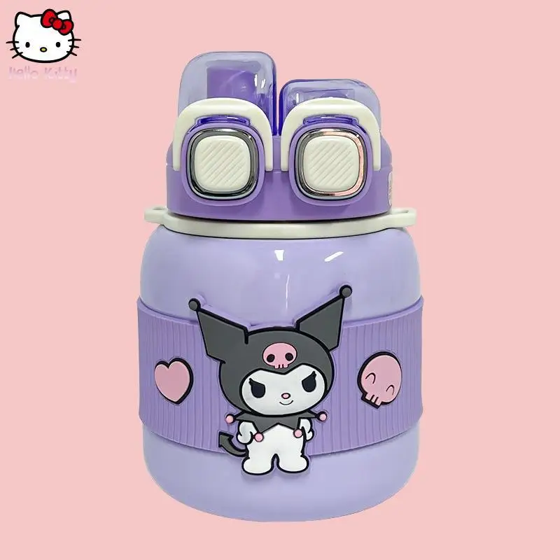 Sanrio 316 taza de vacío de dibujos animados de Anime para niñas, nueva taza de paja de gran capacidad para chico, taza grande bonita para estudiantes, taza doble portátil para beber
