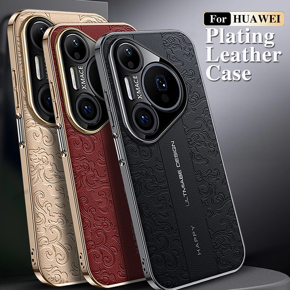 Case for HUAWEI Pura 90S Pro Max 3D Texture Leather Hybrid Case with Plating Gold Edge Luxury Slim Shockproof Protective Cover