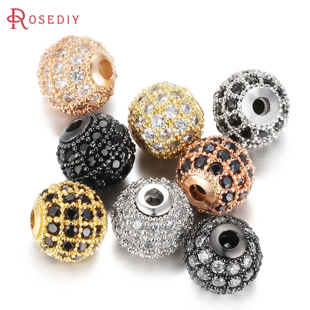 6PCS 5MM 6MM 8MM 10MM Brass and Zircon Ball Spacer Beads Bracelets Beads Jewelry Making Supplies Diy Findings Accessories