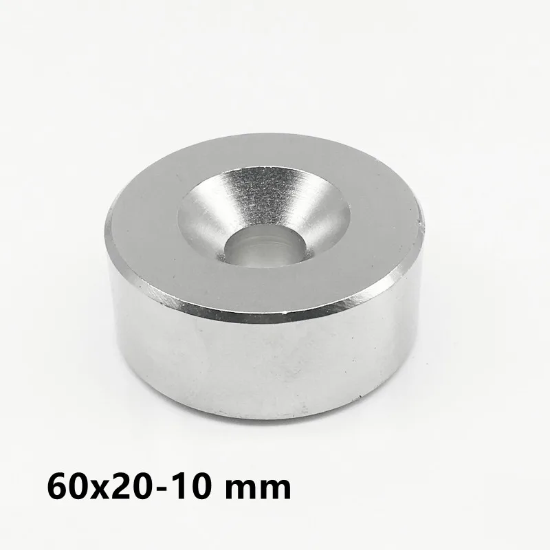 1PCS 60x20-10 Big Round Thick Search Magnet Strong 60mm X 20mm Disc Neodymium Magnet 60*20-10 Permanent Magnet 60*20 Hole 10mm